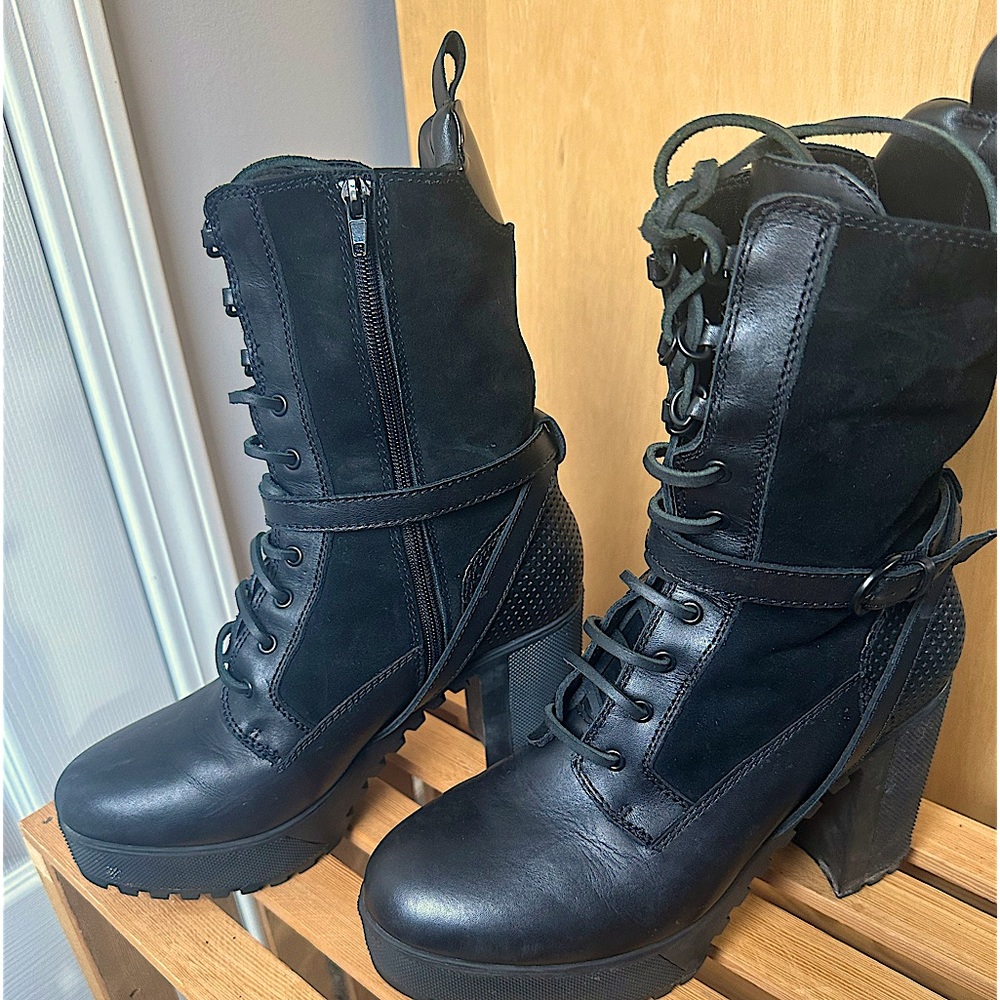 Very Unique Calf high Combat Boots